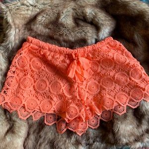 Heartsoul🧡 Coral Crochet Shorts